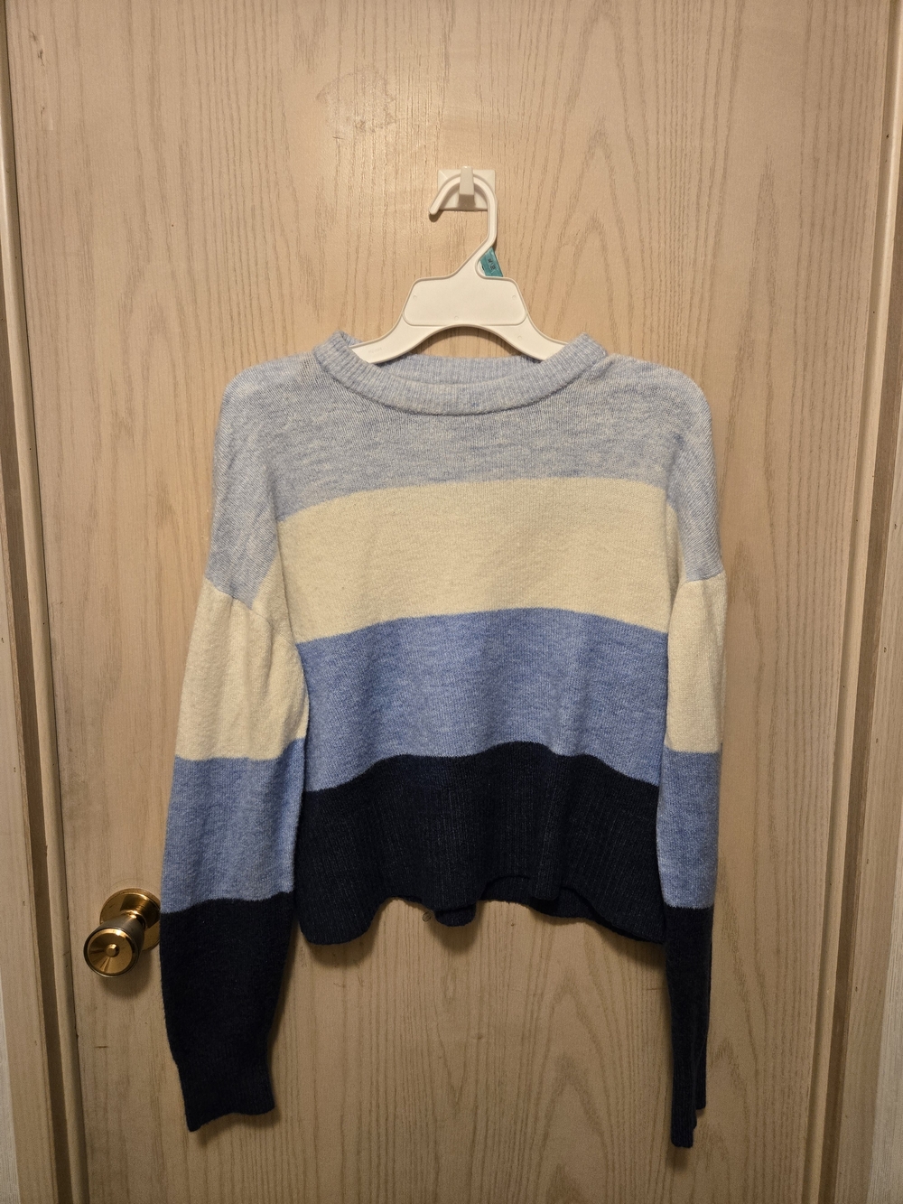 Women's Striped Crewneck Sweater in Light Blue, Cream & Navy - Ardene